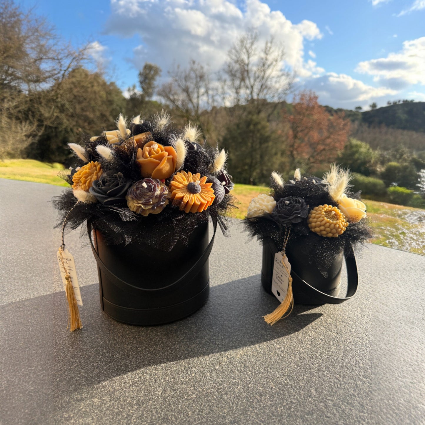 Bouquet de Fleurs en bougies CaJouX Parfumées à la Cerice Noire L