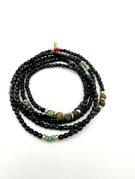 bracelet ou collier 5 rangs en facettes de bohème