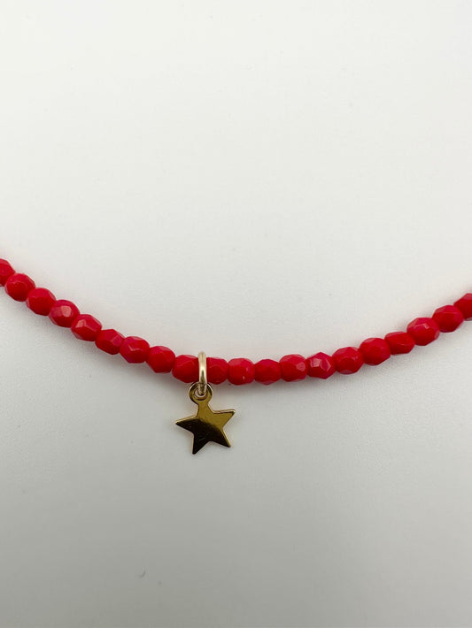 Mon Cajoux 2 en 1 en facettes de bohèmes Rouge et ça petite breloque étoile doré à l’or fin