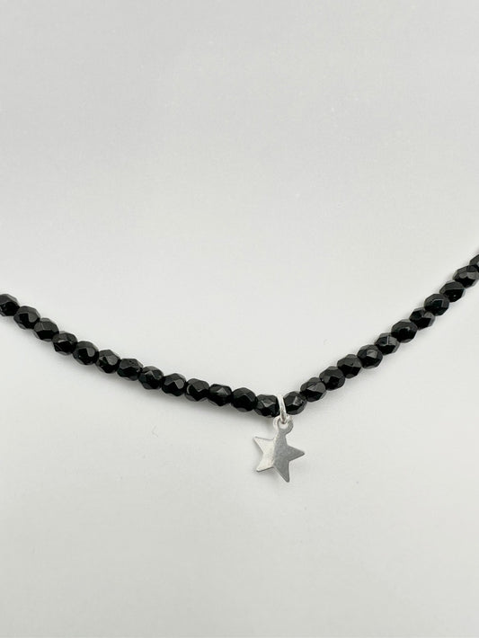 Mon Cajoux 2 en 1 en facettes de bohèmes noir et ça petite breloque étoile en argent massif