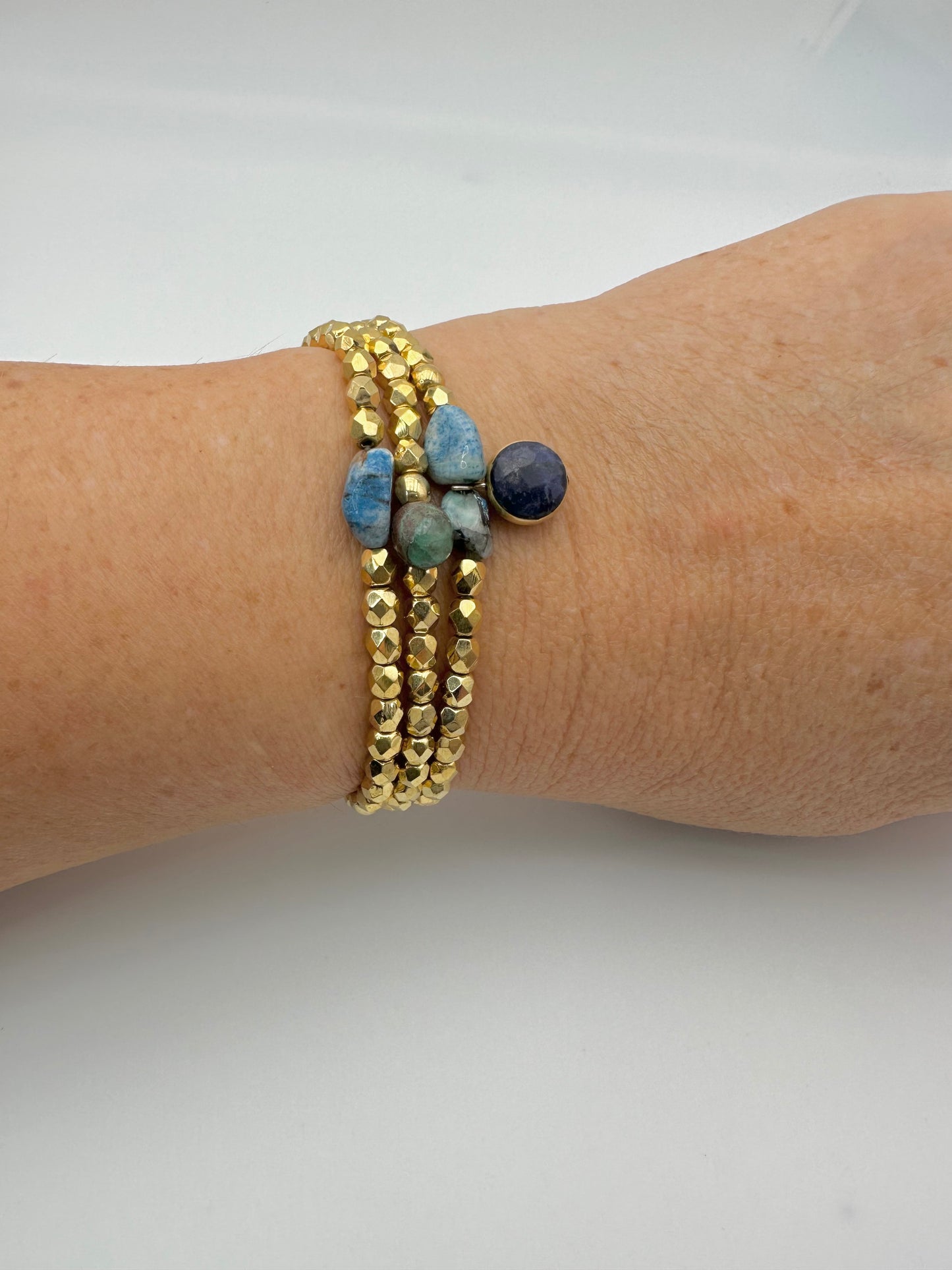 le bracelet 3 tours en facettes de bohème