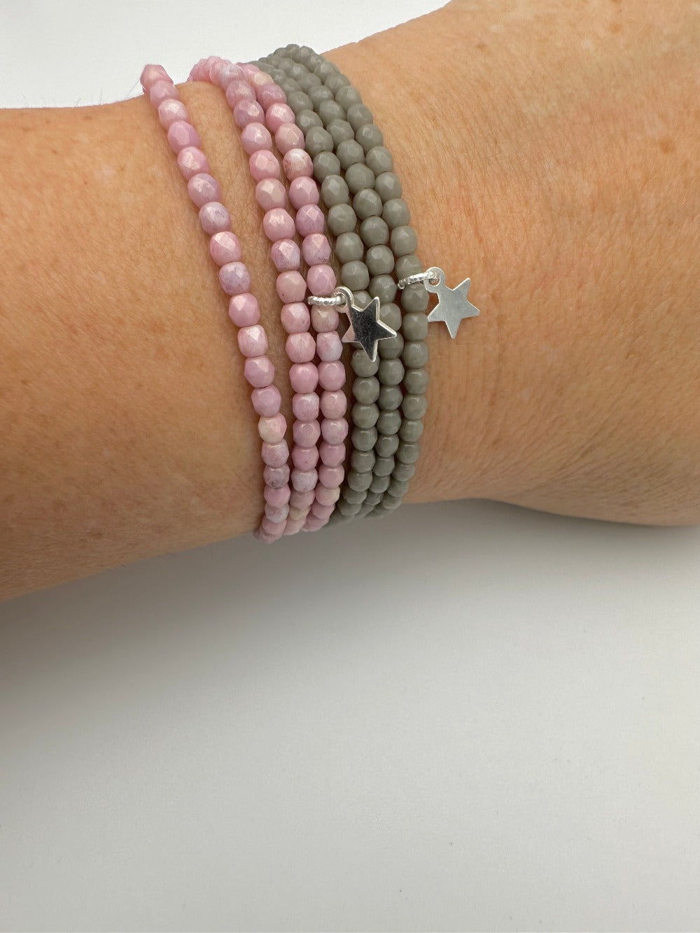 Mixe de 2 Cajoux 3 rangs rose et gris