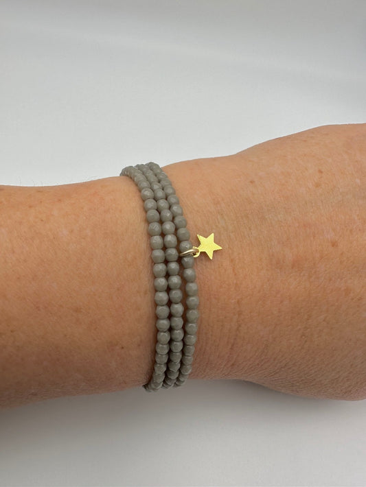 Mon Cajoux 2 en 1 en facettes de bohèmes Grise et ça petite breloque étoile doré à l’or fin