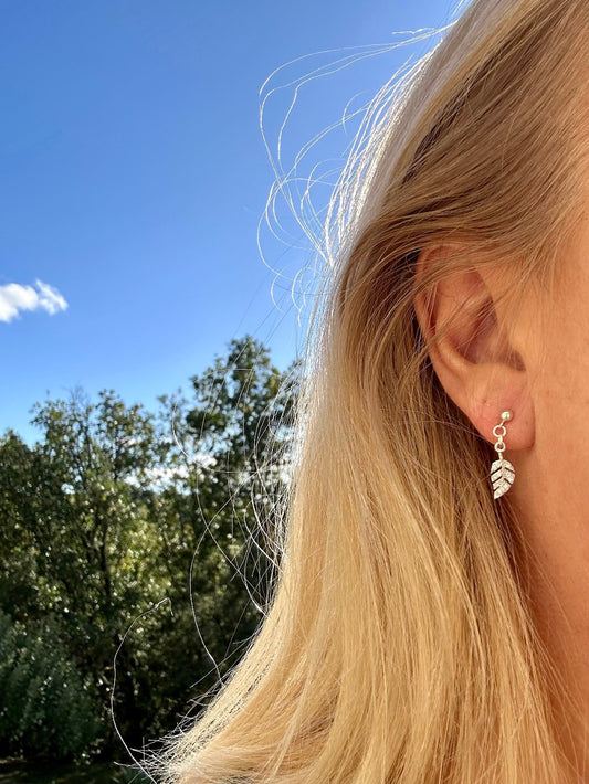 Mes Cajoux boucles d’oreilles Boules en argent massif et ses breloques plumes argentées elles mesure et de 2,3 cm