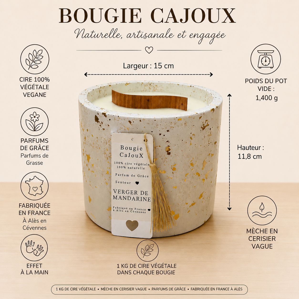 Bougie Cajoux xxl verger mandarine