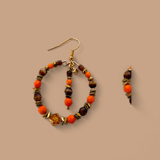 mes bijoux cajoux creoles orange et oeil du tigre