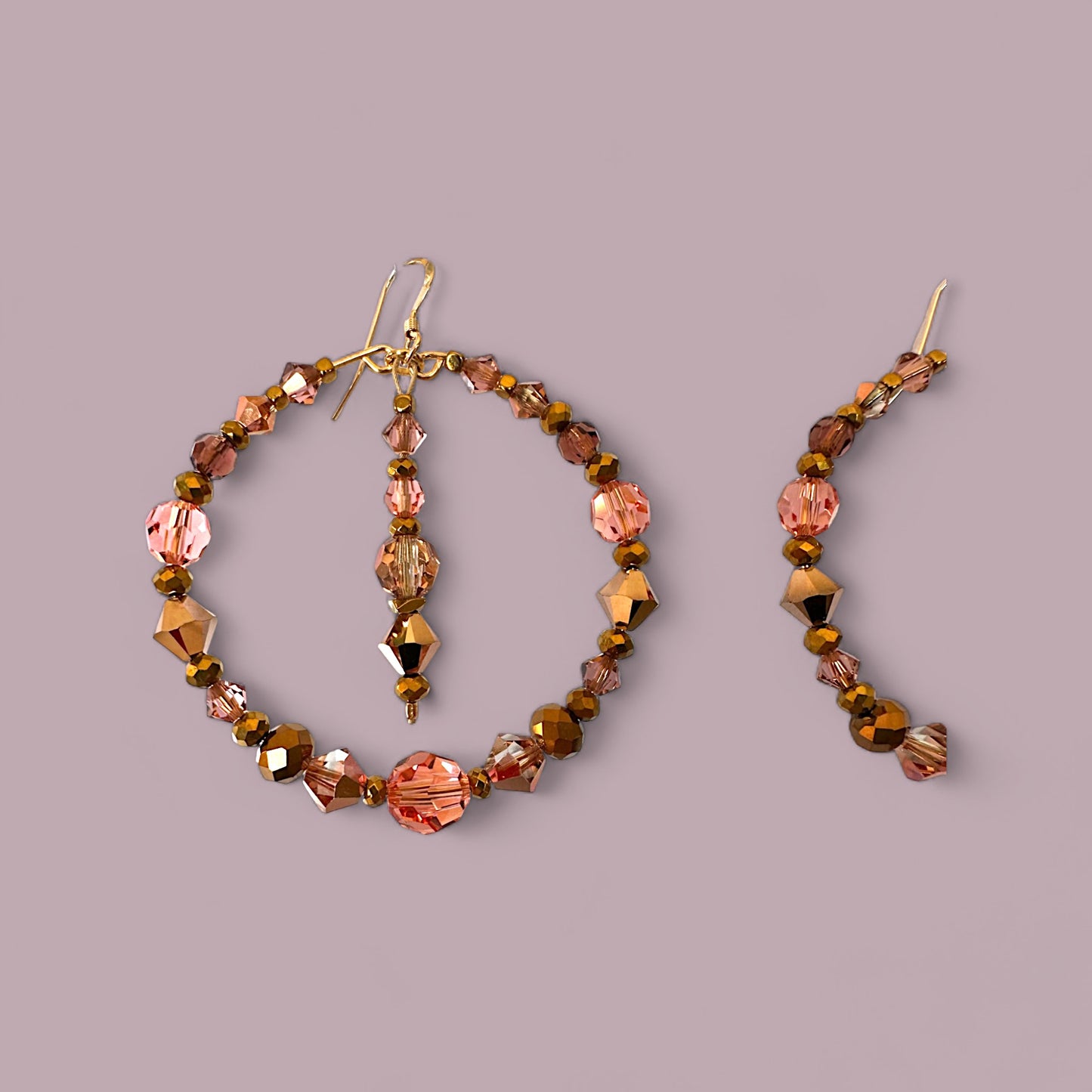 mes bijoux cajoux creoles rose poudré et caramel or