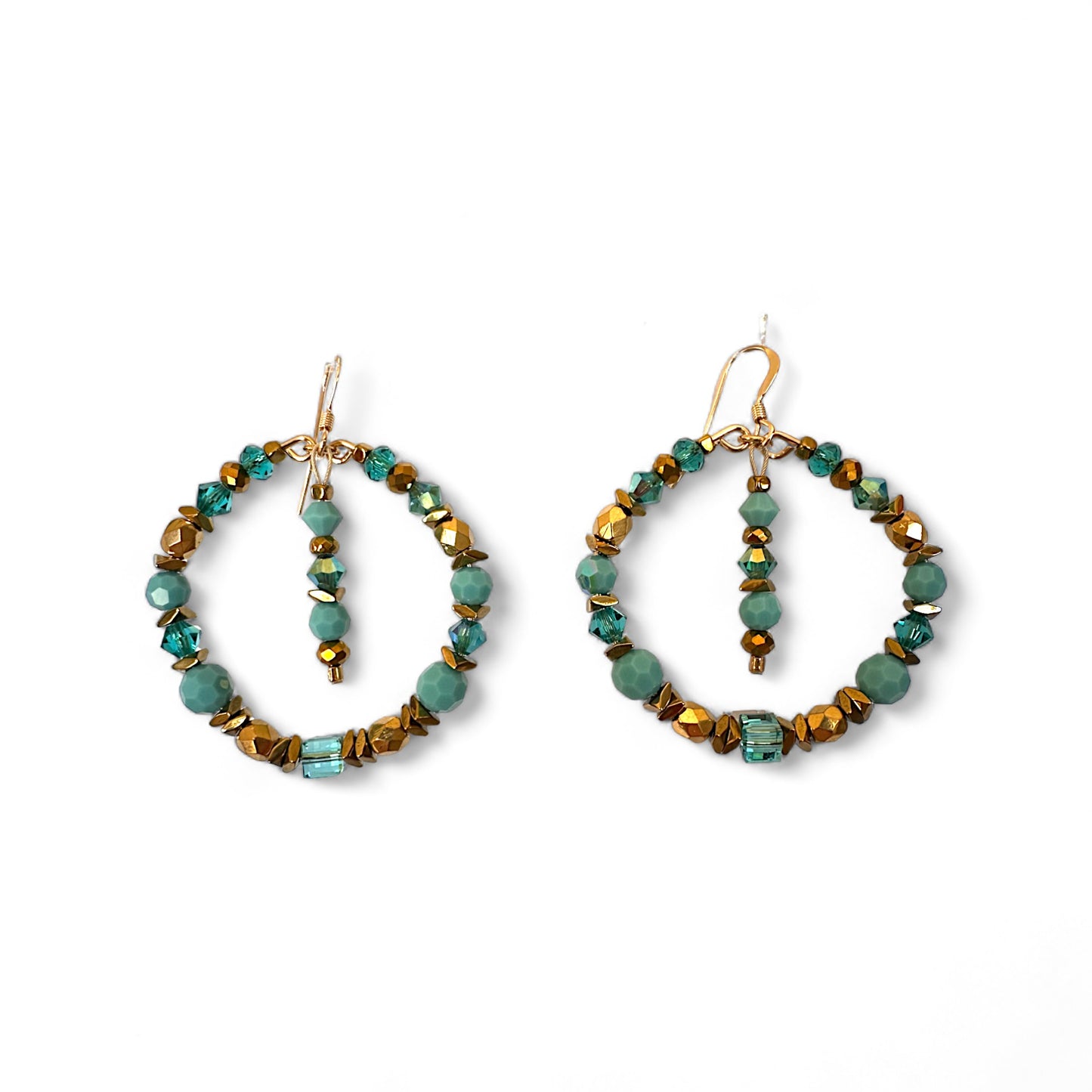 Mes CaJouX Créoles Turquoises et Or petit modèle