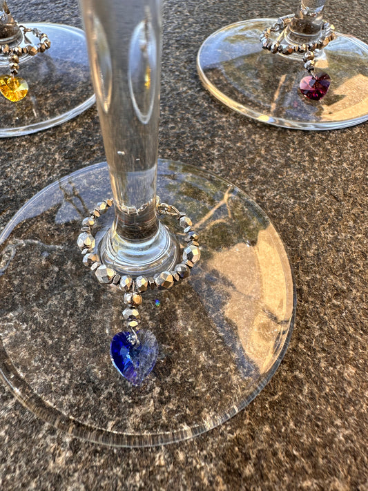 mes bijoux cajoux marque verre coeur-argent en lot N°2 couleurs bleu cobalt,