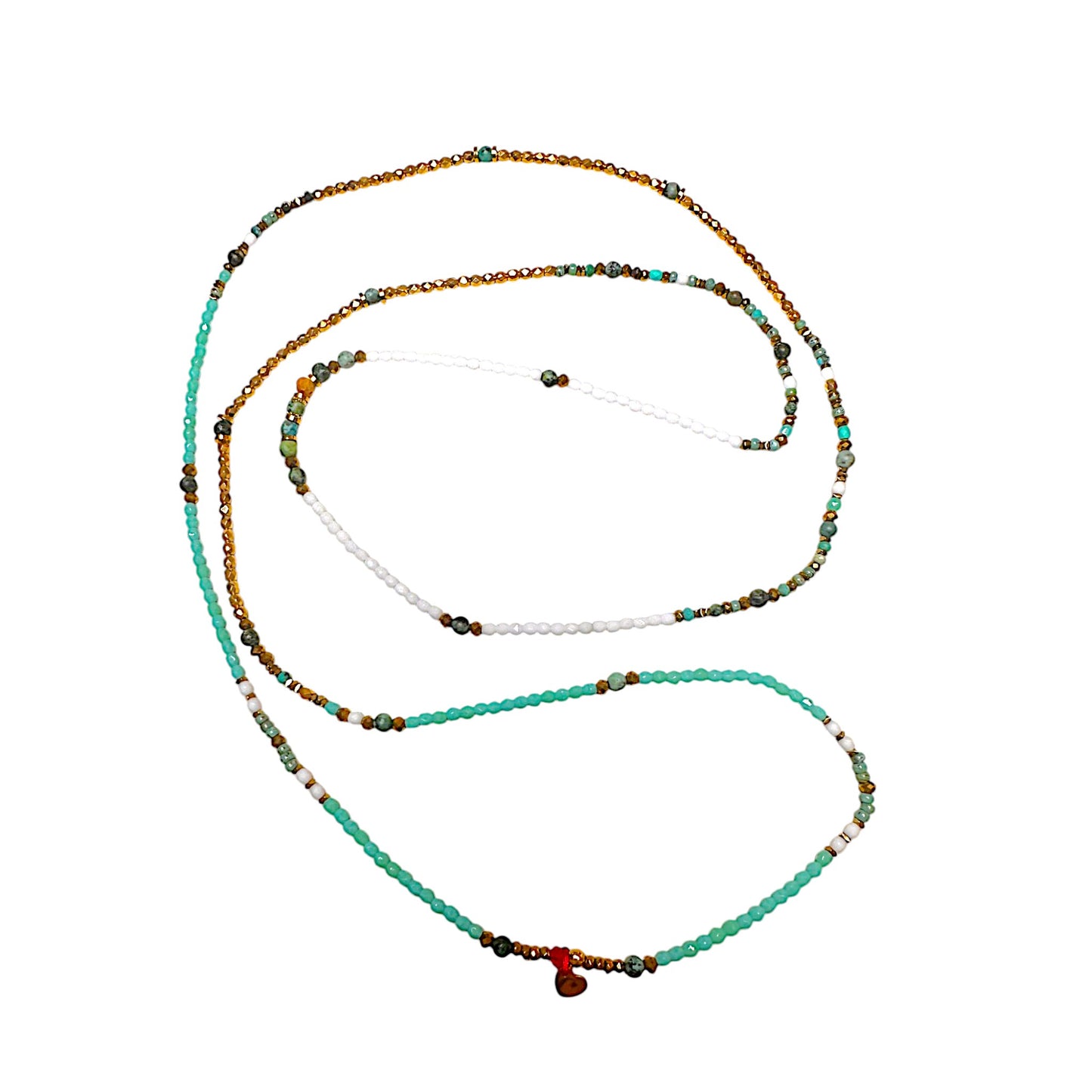 Mon CaJouX 7 Tours en facettes de bohème turquoises et blanches et or et Turquoise Africaines