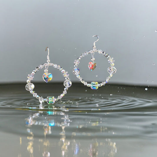 bijoux cajoux collection boucle oreille creole argent et transparente en cristal