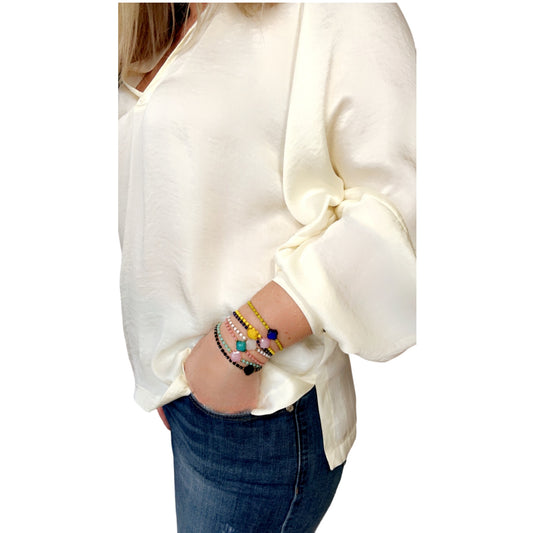 Mon CaJouX Bracelet Turquoise Trèfle Rose et 6 autres couleurs