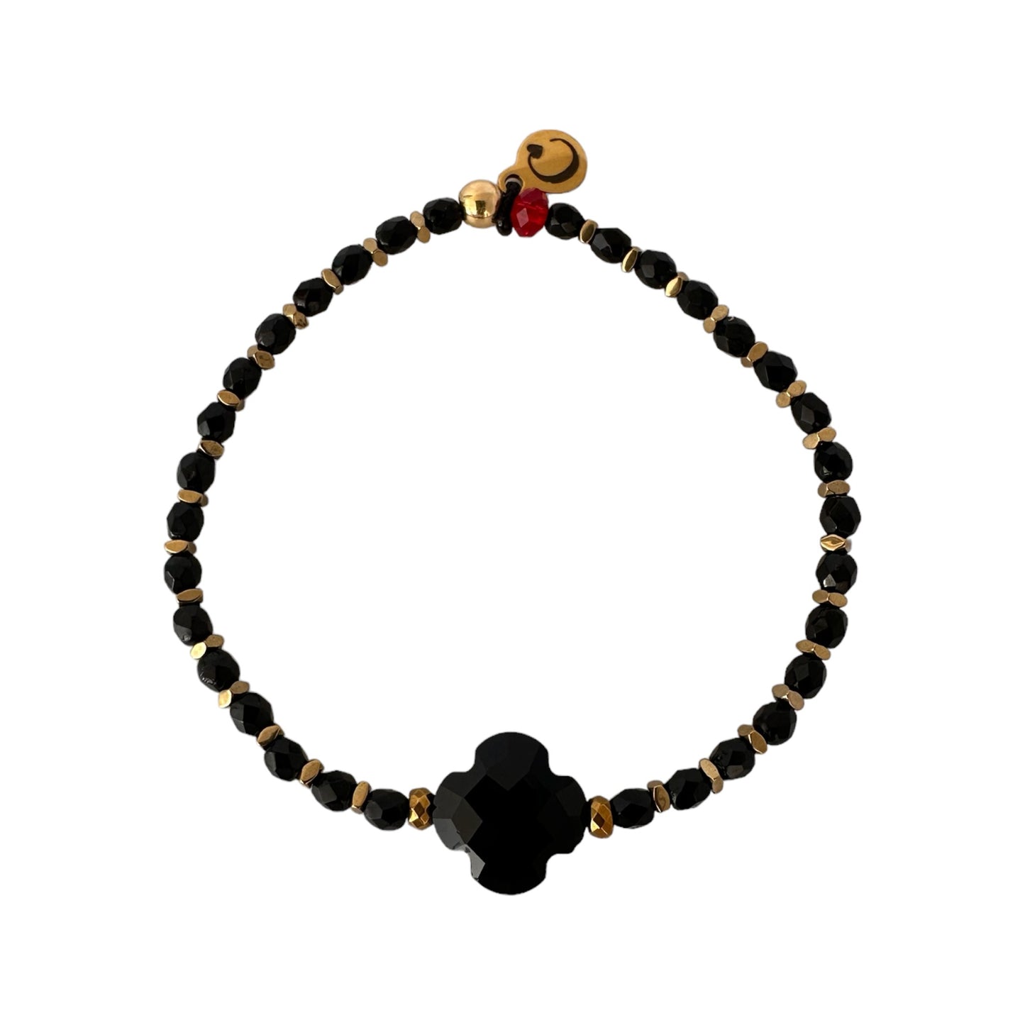 Mon CaJouX Bracelet Noir Trèfle Noir en facettes de bohèmes