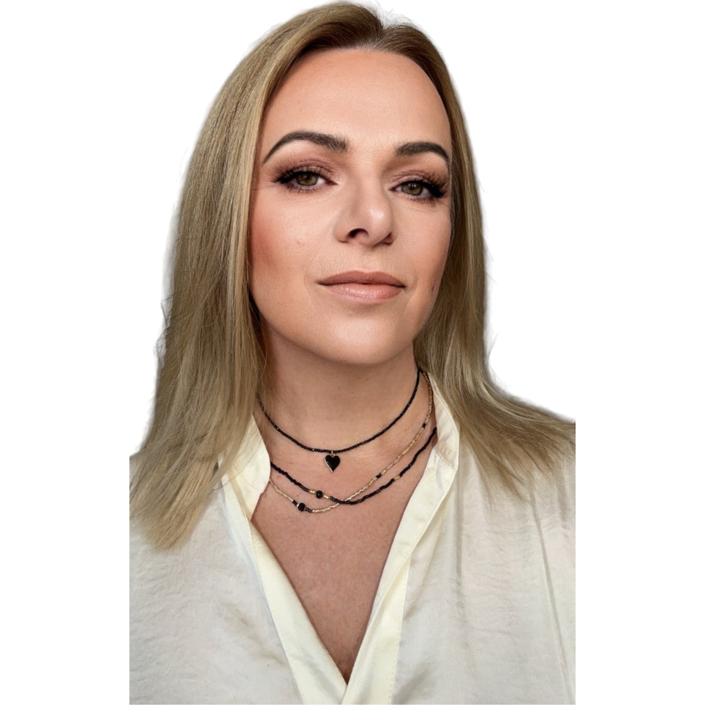 Mon CaJouX collier en perles femme "Mon petit coeur noir"