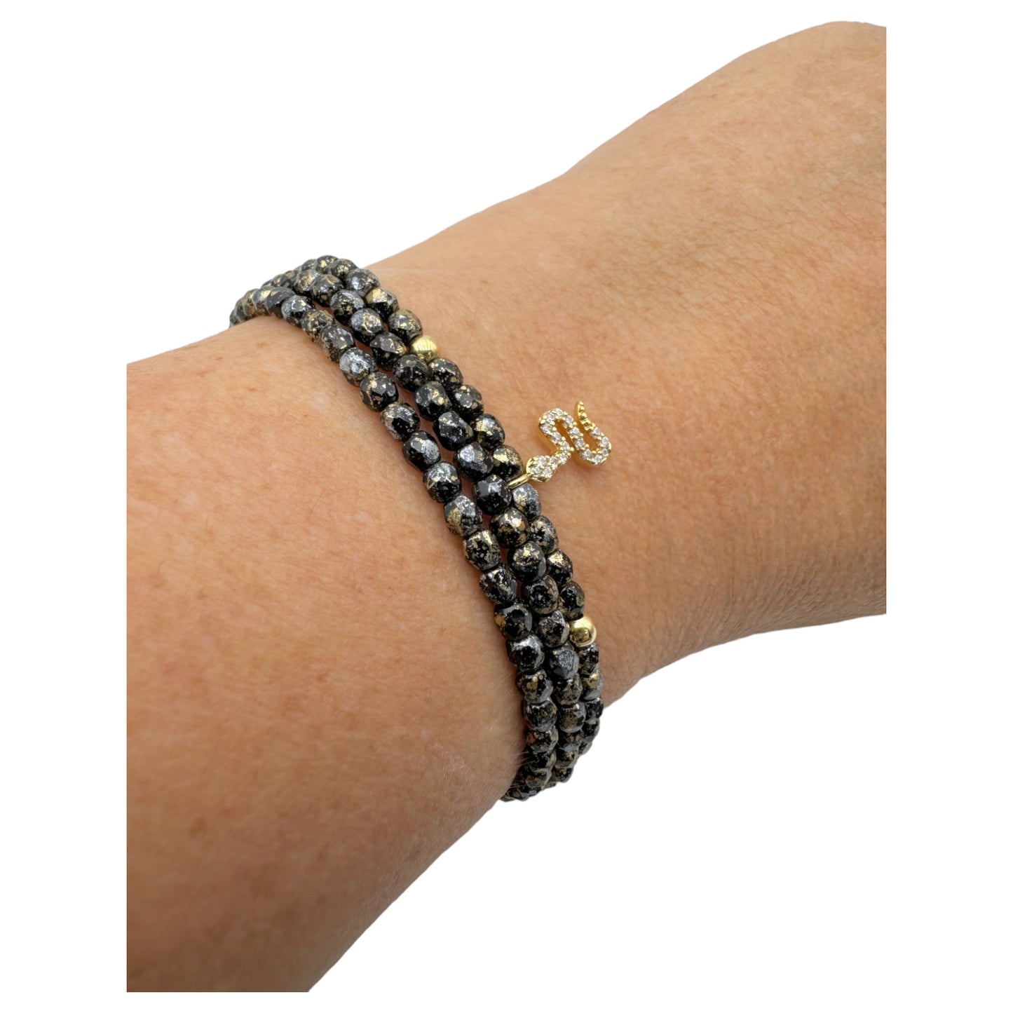 Mon CaJouX 2 en 1 Collier ou Bracelet Femme, Noir Or et Serpent