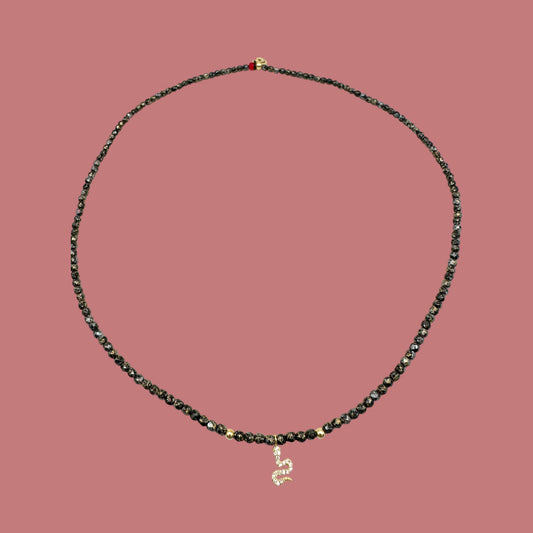 Mon CaJouX 2 en 1 Collier ou Bracelet Femme, Noir Or et Serpent