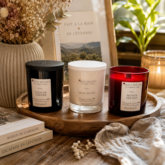 Bougie Artisanale 300 ml – Cire Végétale Colza & Coco, Parfum de Grasse | Mes CaJouX