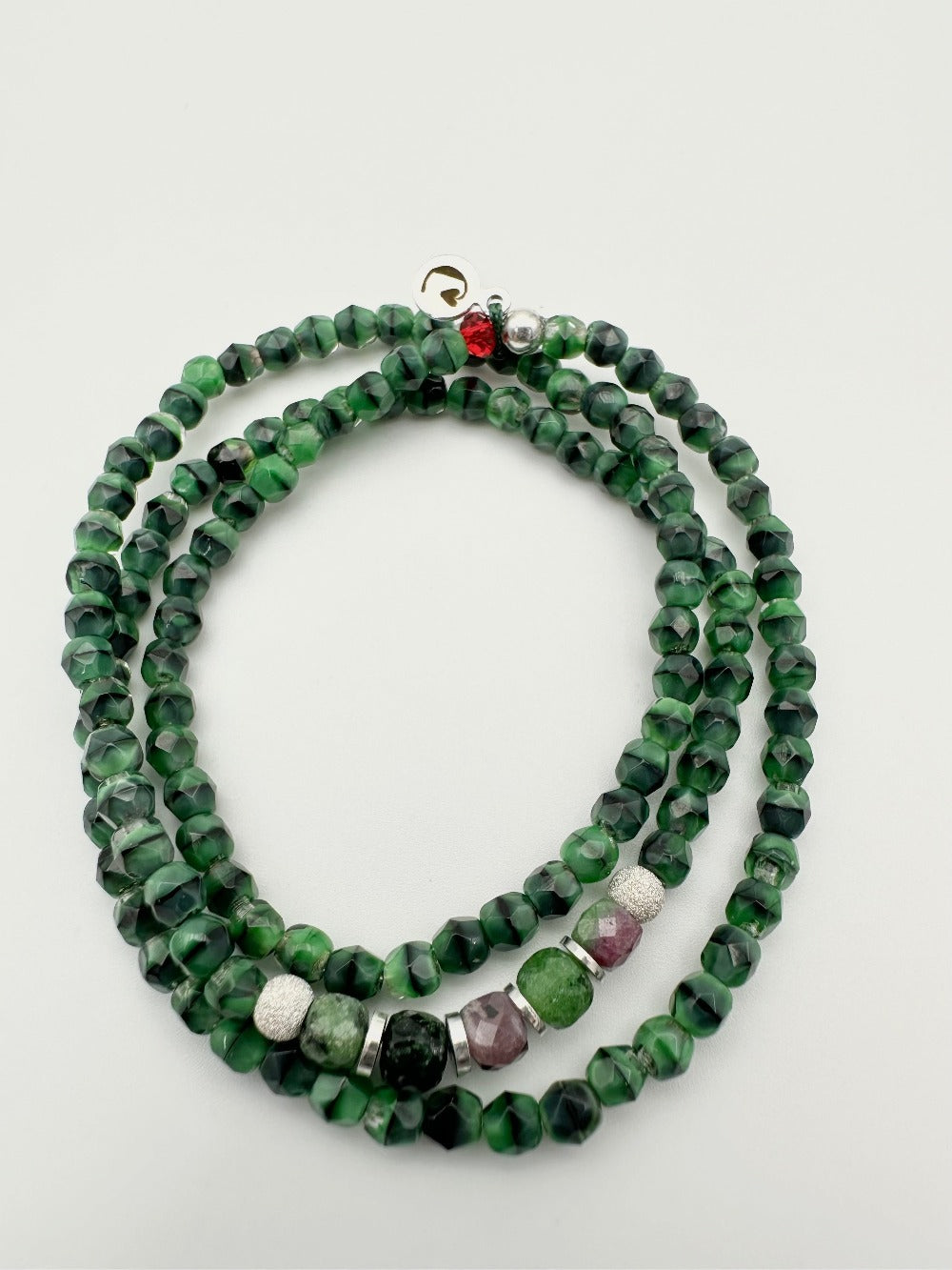 Mon CaJouX  2 en 1 Collier ou Bracelet Femme Vert marbré