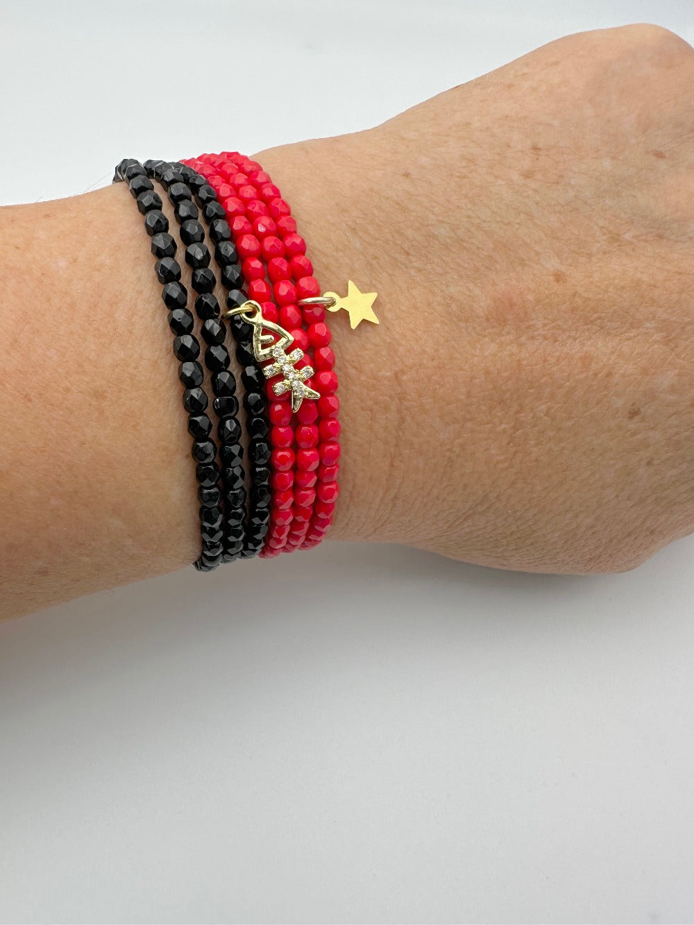 Mix entre deux bracelets en facettes de bohème, 3 mm
