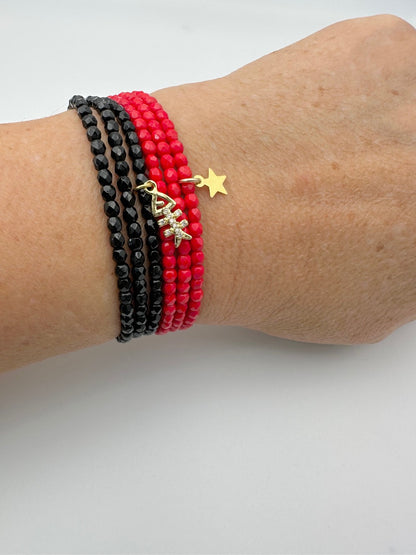 Mix entre deux bracelets en facettes de bohème, 3 mm
