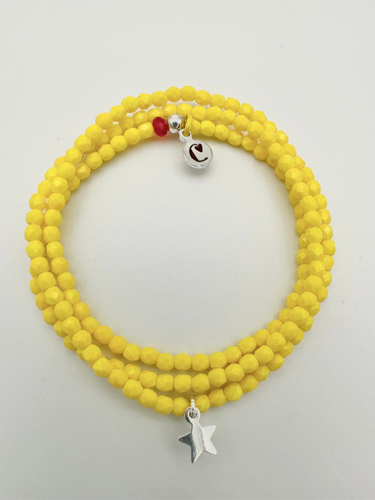 Mon Cajoux 2 en 1 en facettes de bohèmes jaune et ça petite breloque étoile en argent massif