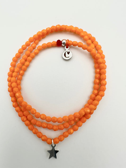 Mon Cajoux 2 en 1 en facettes de bohèmes Orange et ça petite breloque étoile en argent massif