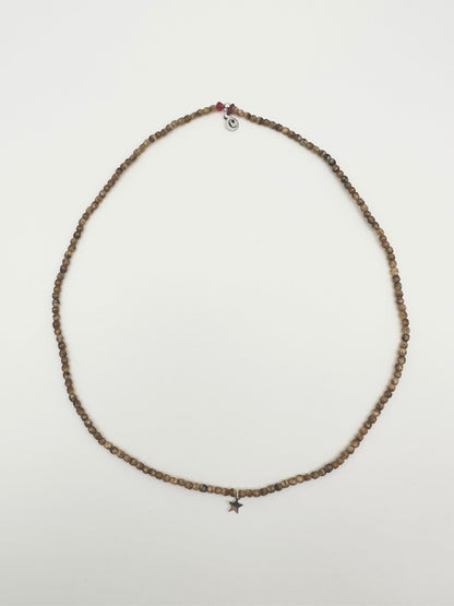 Mon CaJouX 2 en 1 Collier ou Bracelet Femme Caramel marbré Étoile Argent