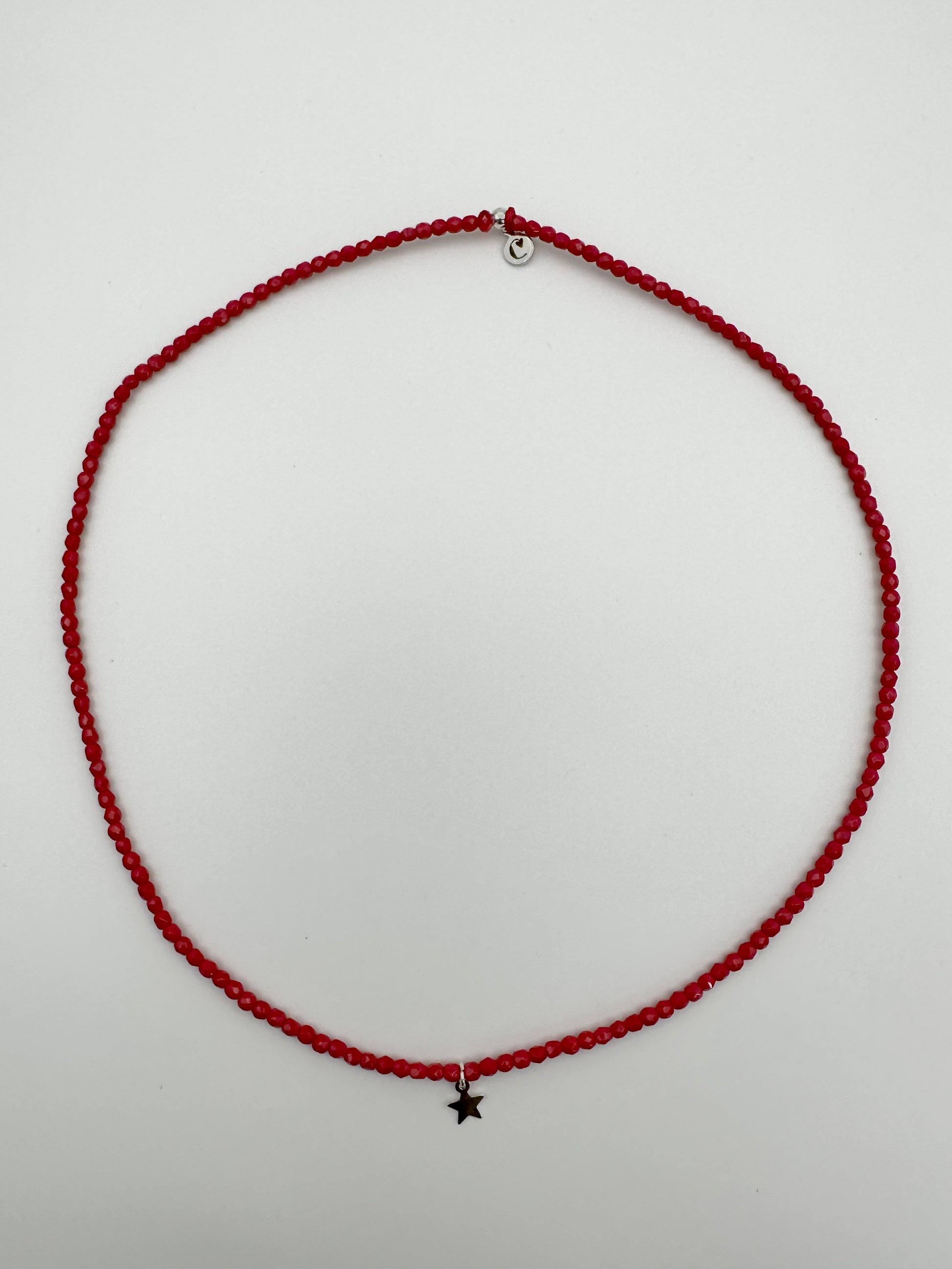 Mon Cajoux 2 en 1 en facettes de bohèmes Rouge et ça petite breloque étoile en argent massif