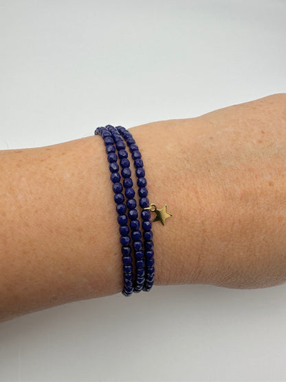 Mon Cajoux 2 en 1 en facettes de bohèmes Bleu cobalt et ça petite breloque étoile doré à l’or fin