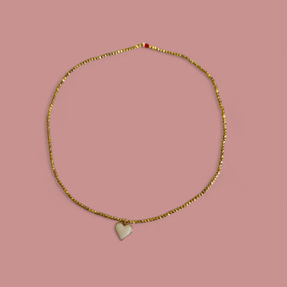 Mon CaJouX collier femme "Mon petit coeur blanc" en facette de bohème or
