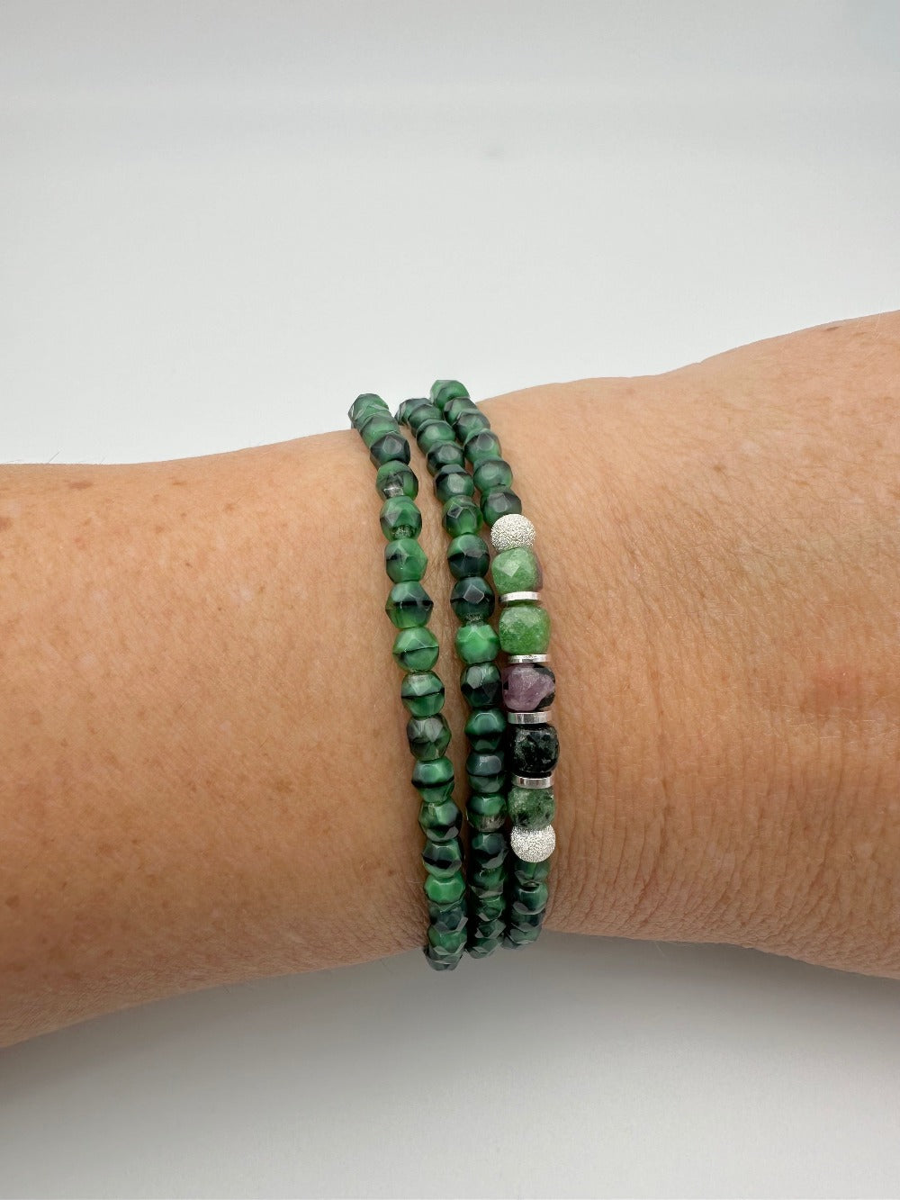 Mon CaJouX  2 en 1 Collier ou Bracelet Femme Vert marbré