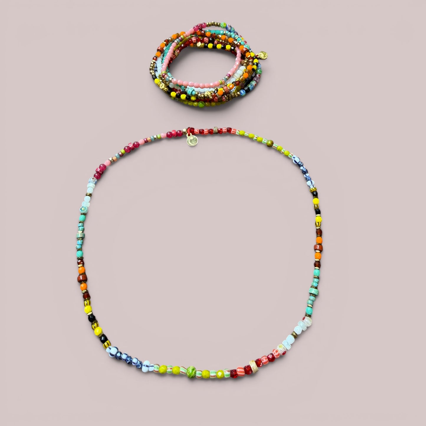 Collier multicolore pierres naturelles – Collier bohème fait main | Mes Bijoux CaJouX