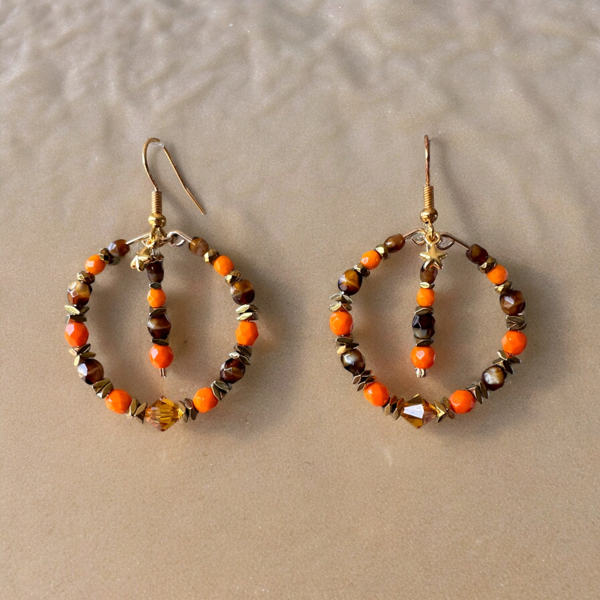 mes bijoux cajoux creoles orange et oeil du tigre