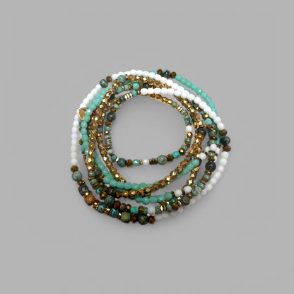 Mon CaJouX 7 Tours en facettes de bohème turquoises et blanches et or et Turquoise Africaines 