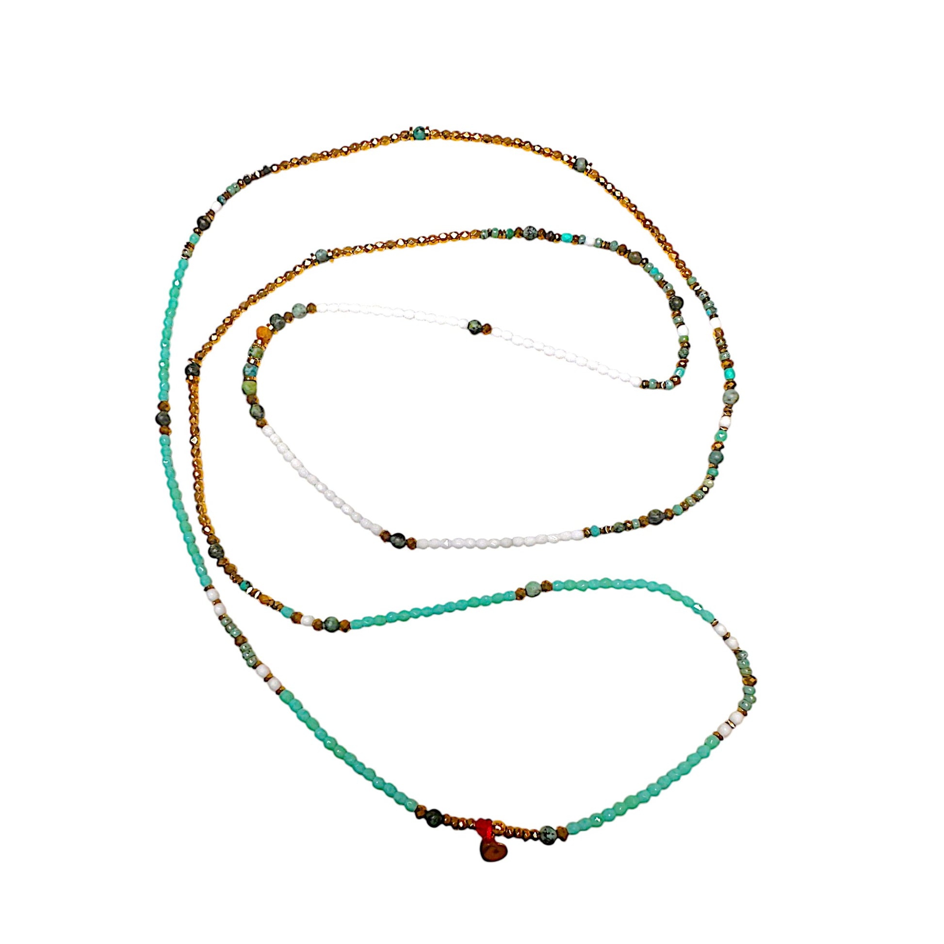 Mon CaJouX 7 Tours en facettes de bohème turquoises et blanches et or et Turquoise Africaines 