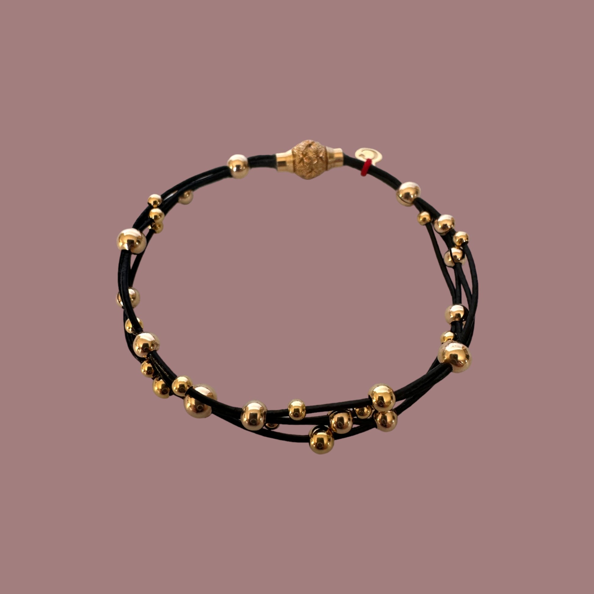 mon bijoux cajoux cuir noir boule gold filled