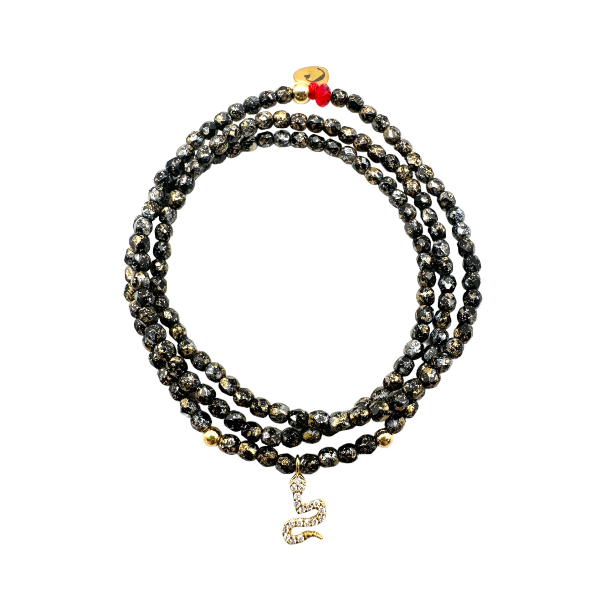 Mon CaJouX en Collier ou Bracelet Femme, Noir Or et Serpent