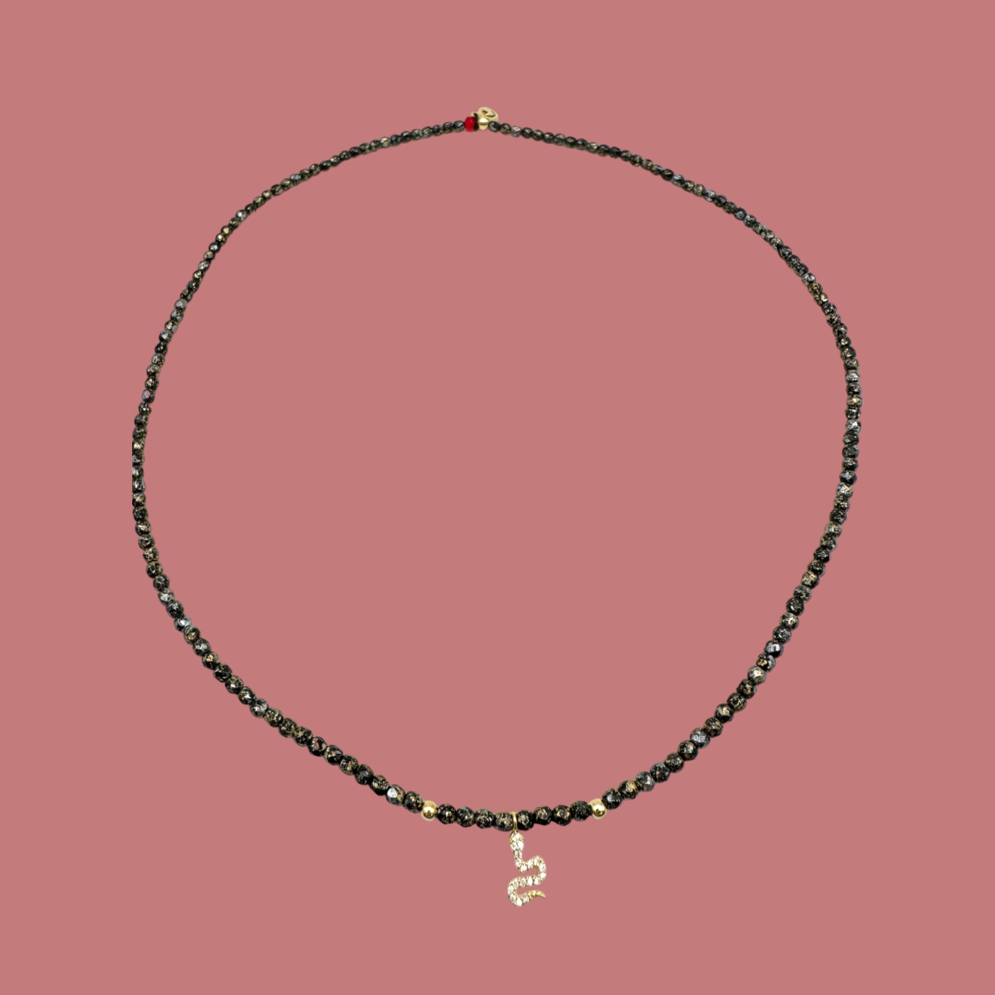 Mon CaJouX 2 en 1 Collier ou Bracelet Femme, Noir Or et Serpent